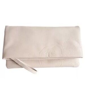 Valentino Parfums Pink Faux Leather Floral Embossed Cosmetic Makeup Clutch Bag